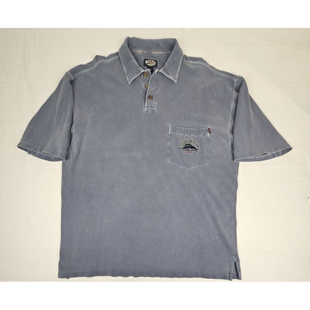 Tommy Bahama Polo Shirt Mens Large. Gray Relax Short Sleeve Cotton
